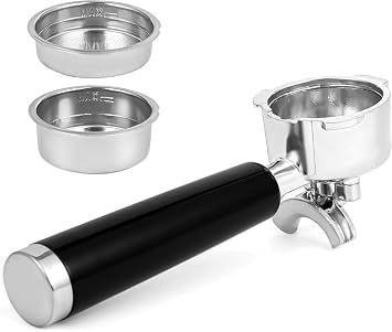 CASABREWS 51mm Stainless Steel Portafilter Set, 3 Ears Espresso Filter Holder with Double Spouts & 51mm Filter Baskets, Compatible for CASABREWS 3700 Essential and CM5418 Coffee Machine