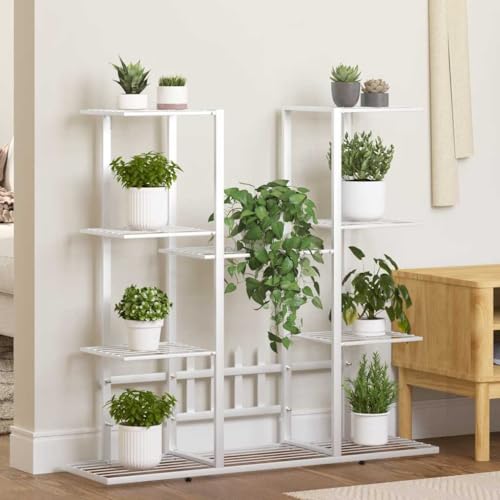 Hoopleep White Powder-Coated Iron Flower Stand, Tall Decorative Inlays, 37.2"