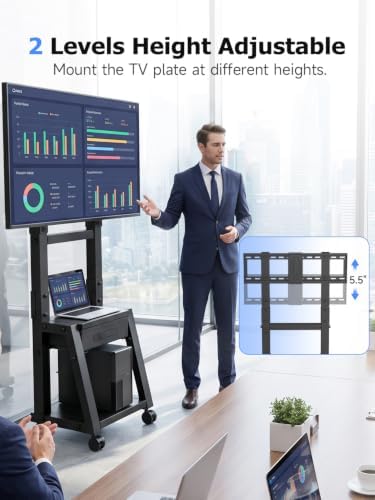 Suptek Rolling TV Stand for 32-65-75in Flat/Curved TV with Fabric Drawer - 2