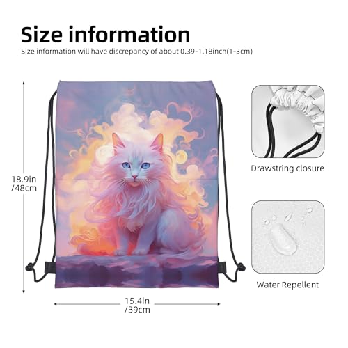 Drawstring Backpack，Front Pocket Hidden Zipper Waterproof Rope Bag，Side Pocket Sports Gym Bag for Women Men3