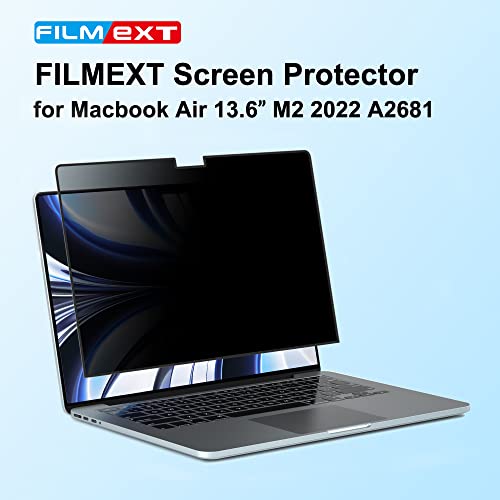 Filmext Macbook Air M2 Privacy Screen 13.6 Inch 2022, Removable Macbook Air 13.6 Privacy Screen Shield For Macbook Air 13.6" M2 A2681,Anti-Spy/Bubble Free/Easy On/Off #TOP1