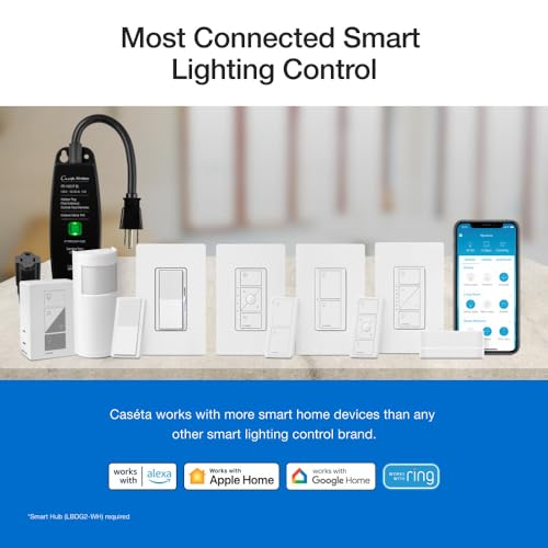 Lutron Claro Smart Light Switch for Caseta Lighting, for LED Lights, Fans, 5 Amp, Single-Pole/3-Way, Neutral Required, DVRF-5NS-LA, Light Almond by Lutron - Image 2
