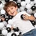 GOGOSO Ball Pit Balls,Plastics Balls for Ball Pit, Stars Hearts Shape for PastelBall for Toddlers Kids, Black+Gray+Pearl White,100pcs