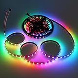 ALITOVE 16.4FT WS2812B LED Strip Individually Addressable 300 Pixels Strip Light 5V Upgraded Adhesive RGB IC LED Tape Light IP20 (Power Supply and Controller Need to be Purchased Separately)