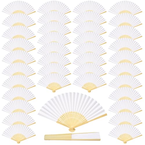 ZOOI Fächer Hochzeit, 40 Pack Fächer Weiß Handfächer Hochzeit Deko Faltfächer Gastgeschenk...