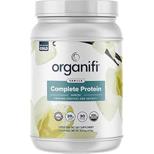 Organifi: Complete Protein Vanilla Flavor – Organic Vegan Plant Based Protein Powder – 30 Day Supply – Supports Craving Control and Weight Management – Digestive Enzymes – No Soy, Dairy, or Gluten