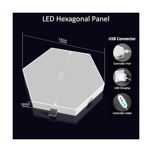 Kangtaixin Hexagon LED Wall Lights, 8-Pack RGB Gaming Panels – Hexagonal Smart Lighting with Music Sync – Perfect for Room Decor, Bar, Bedroom, and Gaming Setup [Energy Class F] - Image 10