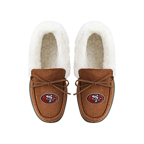 Image of FOCO Womens NFL Team Logo Tan Moccasin Slippers