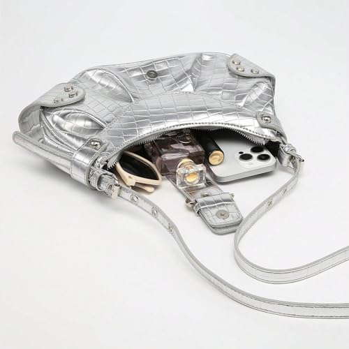 Image of Women's Y2K Purse Shoulder Bag Top Handle Handbag Small Punk Hobo Clutch Purses Bags Trendy Trendy Leather Buckle Punk Purses