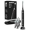 Aquasonic Black Series Ultra Whitening Toothbrush – ADA Accepted Electric Toothbrush- 8 Brush Heads & Travel Case – 40,000 VPM Electric Motor & Wireless Charging – 4 Modes w Smart Timer