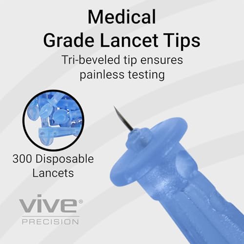 Vive Precision Easy-Twist Lancets for Diabetes Blood Sugar Extraction Testing, 30 Gauge Single Use Disposable Finger Pricker Needle Pen for Glucose Monitoring Devices (300 Easy-Twist Lancets)