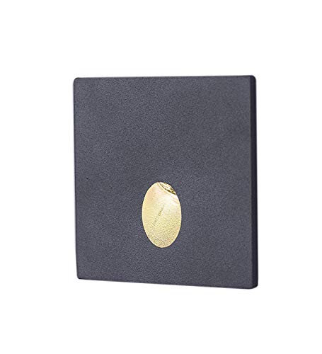 ZEYUN LED Wand-Einbauleuchte für außen, Treppen-Leuchte, 3W, Aluminium 80x80mm Cover