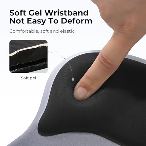 Image of EooCoo Ergonomic Mouse Pad with Gel Wrist Rest Support Middle Concave Design, Relieve Wrist Pain Mousepad, Non-Slip Base for Laptop, Computer, Office Desk Accessories, Carpal Tunnel Syndrome