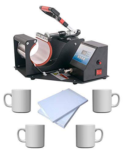 Crazy Sutra Mug Heat Press Machine & Sublimation Mug 4pc/Sublimation Paper 50pc Professional Digital Display Sublimation Printing Machine Heat Transfer Presses for Coffee Mug Cup