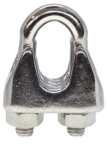 A4 Marine Grade Stainless Steel Wire Rope Clips Clamps Slings U Bolt Clamp Grips DIN741 (Pack of 4) (M8) H09D/1