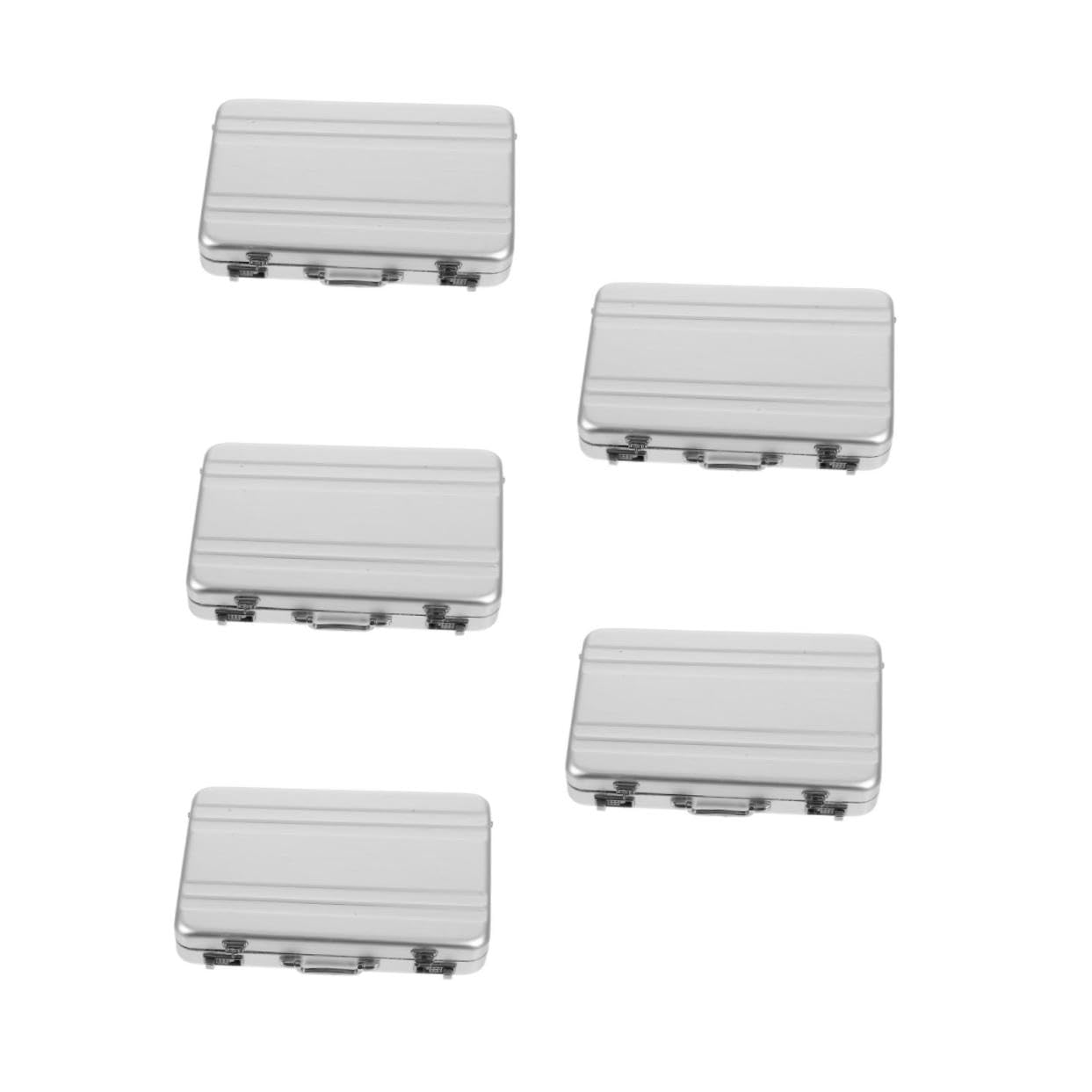 SHINEOFI 5 Pezzi Scatola Porta Biglietti Da Visita Contenitori Custodia Per Schede Flash Portafoto Supporto Per Immagini Desktop Organizzatore Di Schede Flash Silver Lega Di Alluminio