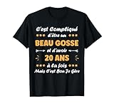 Beau Gosse 20 Ans Humour Homme Anniversaire 20 Ans T Shirt, Homme, Noir, L