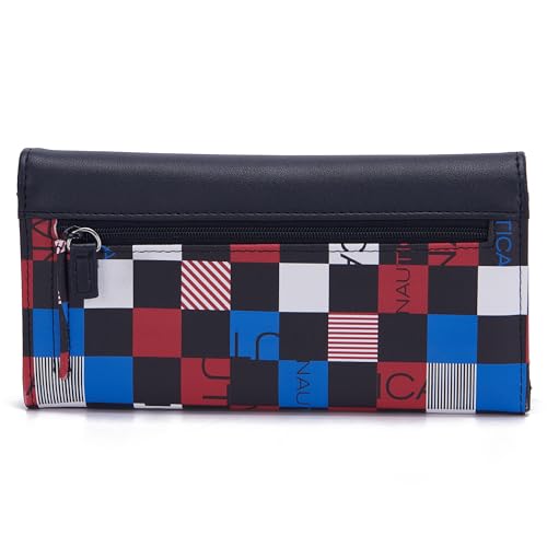 Image of Nautica Money Manager RFID Women's Wallet Clutch Organizer, Black Multicolour