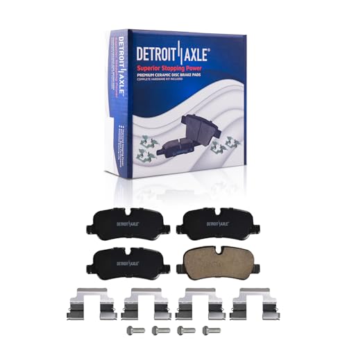 Image of Detroit Axle - Rear Brake Pads for 2005-2009 Land Rover LR3, 2010-2016 LR4, 2006-2012 Range Rover, 2006-2013 Range Rover Sport, Ceramic Brake Pads w /Hardware Replacement