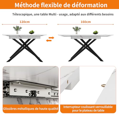 Table à manger télescopique blanche pour vos repas de salon - 7