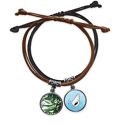 Pulsera de cuerda antialérgica con foto de planta y hojas verdes que no aprieta la muñeca