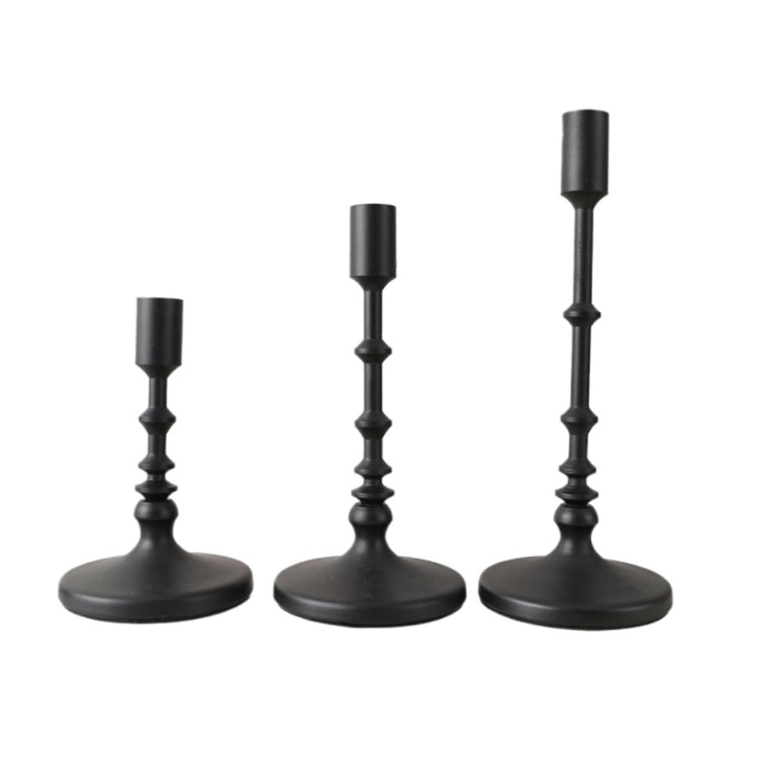 Sturdy Candle Holder Stand Black Candlestick Holders Solid Metal Taper Candle Set Decorative Stand Non Topple(16 * 10.5cm)