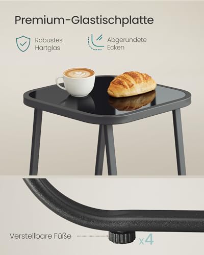 SONGMICS Gartenmöbel-Set, Balkonmöbel, 2 Schaukelstühle mit Tisch, Stahl, Terrassenmöbel, mit Armlehnen, atmungsaktives Kunstfasergewebe, Terrasse, Garten, tintenschwarz GGF0027B01 6