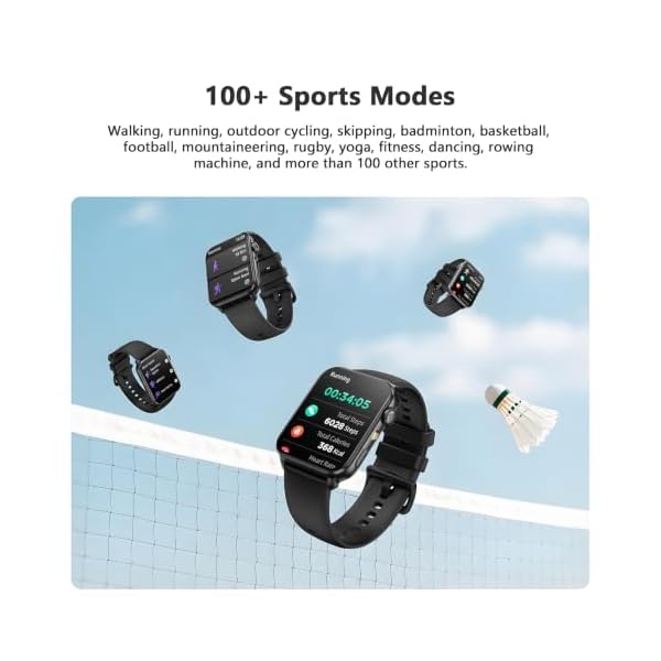 Smart Watch for Men Women with Flashlight/2 Straps/Heart Rate/Sleep Monitor - Image 3