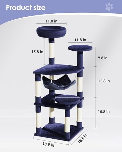 Árbol para gatos moderno multi-nivel con colchón y postes de sisal miniatura 6