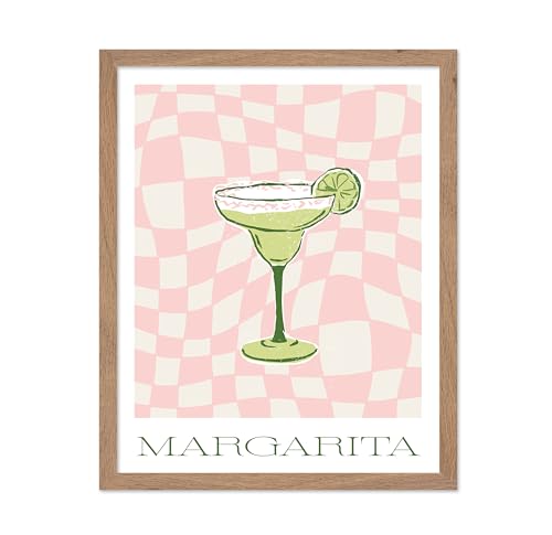 Poster Master Margarita Poster - Retro Alcohol Print - Cocktail Art - Bar Cart Design - Sketch Design - Modern Illustration - Chic Boho Decor - Aesthetic Bar or Kitchen Decor - 16x20 Beige Framed