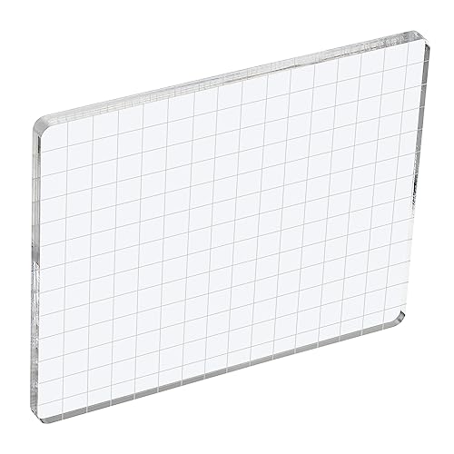 PATIKIL 6x5 Acryl Stempel Block Klar Stempelblock mit Rasterlinien Dekorativ Montage Blöcke Quadrat für Sammelalbum Heimwerken Kartenmachen