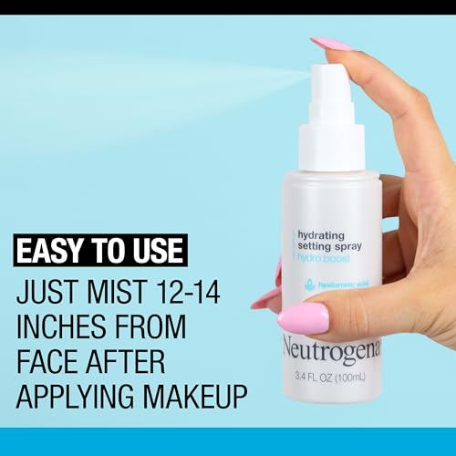 Kenvue Neutrogena Hydro Boost Hydrating Makeup Setting Spray with Hyaluronic Acid, Setting Spray for Smooth, Dewy Skin, Fragrance Free, Non-Comedogenic & Hypoallergenic, 3.4 fl. oz
