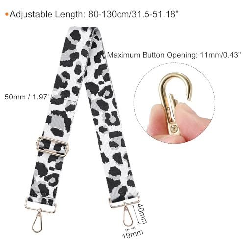 Image of uxcell Purse Strap Replacement, 31-51inch Adjustable Polyester Leopard 2inch Wide Crossbody Shoulder Strap for Handbag Guitar(White, Gold Buckle)