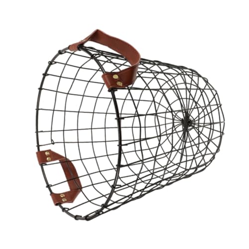 GLEAVI Cesta Metálica Redonda con Ventilación para Leña y Mantas Organizador Farmhouse con Diseño Elegante y Gran Capacidad para Almacenamiento Multifuncional