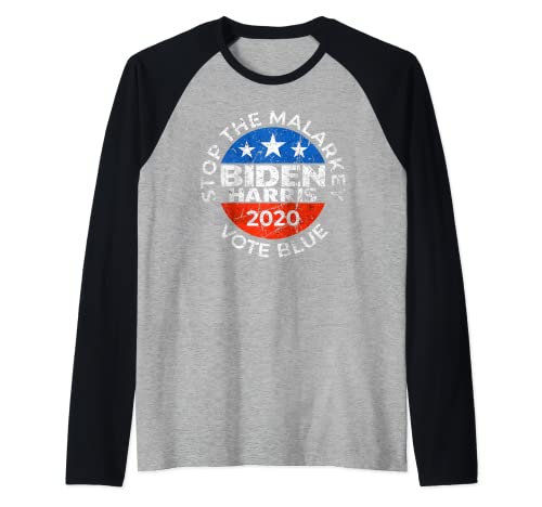 Distressed Biden Harris 2020 Pro Joe Biden Vote Blu Maglia con Maniche Raglan