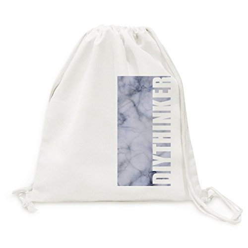 Toile Drawstring Backpack blanc avec motif d'illustration pour voyage et shopping