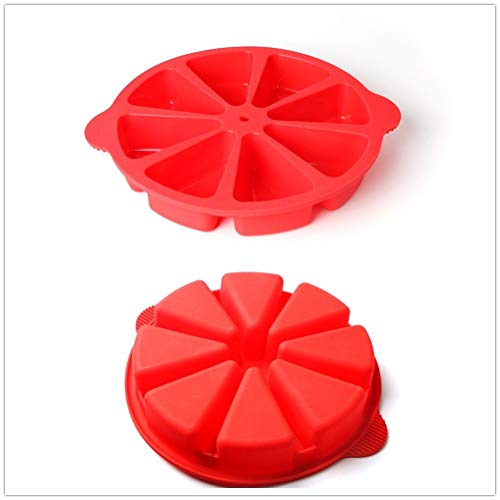 Shebaking Scone Pan Silicone Triangle Cake Mold For Baking Nonstick Cornbread Pan 8 Cavity Pie Silicone Mold Perfect For Brownies, Muffin, Cupcake, Soap, Polenta, Or Biscuits (Red) #TOP5