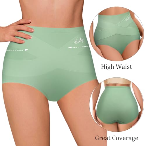 Women's High Waisted Underwear Slightly Tummy Control Cotton Panties Full Coverage Postpartum Briefs 4 Pack2