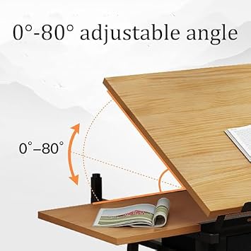 Drafting Tables Adjustable Drafting Table with Stool, Tiltable Draft Desk Drawing Table, Bamboo/Sood Tabletop Drawing Table, with Storage And Drawers
