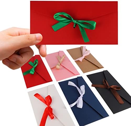 12 Pcs Gift Envelopes(22*11CM/6 Colors), Money Cash Gift Envelopes with Ribbons, Kraft Paper Envelopes, Vintage Envelopes for Invitations Greeting, Mother's Day, Thanksgiving, NewYear, Valentine's Day