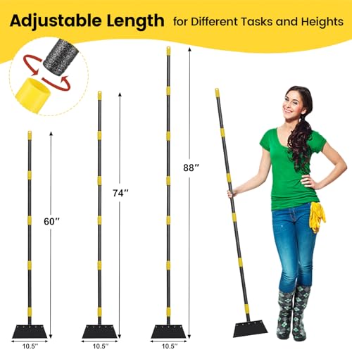 Garden Flat Shovel - Weeding Tool, Heavy Duty Multifunctional Cleaning Shovel Floor Scraper, 60" Long Handle Ice Chopper Snow Spade Garden Tool for Lawn Edging, Scraping, Ice Removal - Thumbnail 2