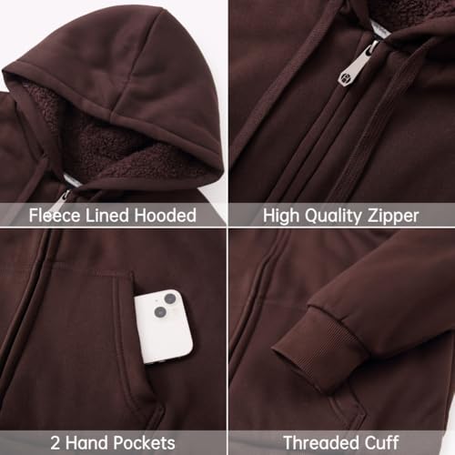 Image of LeeHanTon Sherpa Lined Hoodies for Men Heavyweight Full Zip Up Sweatshirt Thick Fleece Winter Warm Work Jackets Plus Size