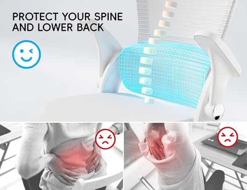 Image of TRALT Office Chair - Ergonomic Office Chair with Back Support, Home Office Desk Chairs, 330lbs Wide Seat Big and Tall Office Chairs with Headrest, Comfy Desk Chairs (White)