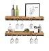 Del Hutson Designs Rustic Luxe Tiered Glass Racks, Set of 2, Dark Walnut