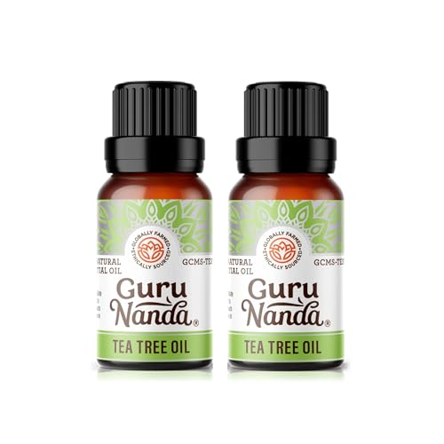 GuruNanda Tea Tree Essential Oil (2x0.5 Fl Oz) - 100% Pure, Undiluted Aromatherapy Oil for Diffusers, Massage, DIY Recipes, Helps in Skin & Hair Care