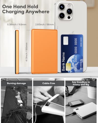 Image of for Magsafe Portable Charger, [0.38 inch Slim] 5000mAh Wireless Magnetic Power Bank with USB C Charging, Travel Essential Magsafe Battery Pack Compatible Charger for iPhone 17 /16 /15 /14 /13 /12 Series
