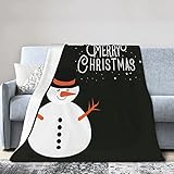 ZUNPNG Lustige Fleece-Überwurfdecke mit Schneemann-Motiv, leichte Flanell-Decke für Couch, Wohnzimmer, 127 x 101 cm