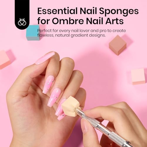 Image of Beetles Gel Polish Soft Nail Sponges for Ombre, 88Pcs Large Size Nail Art Sponges With Grabbing Pen, Ombre Nail Brush to Creat Color Gradient Effect, Manicure Nail Art Tools for Nail Art Design