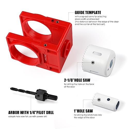 Door Lock Installation Kit, Suitable for 1-3/8" - 1-3/4" (35mm-43mm) Door Thickness, with Carbon Steel Door Lock Hole Saw 2 Door Lock Installation Kit, Suitable for 1-3/8" - 1-3/4" (35mm-43mm) Door Thickness, with Carbon Steel Door Lock Hole Saw - Image 2