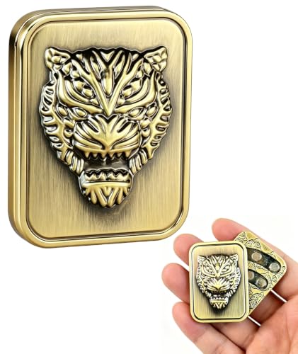 Image of Fidget Slider, Metal Poker Push Card, Fidget Toy, Fidget Clicker for Adults Teens, Relieve Stress Anxiety ADHD, Gift for Boyfriend, Husband and Father (Lion)